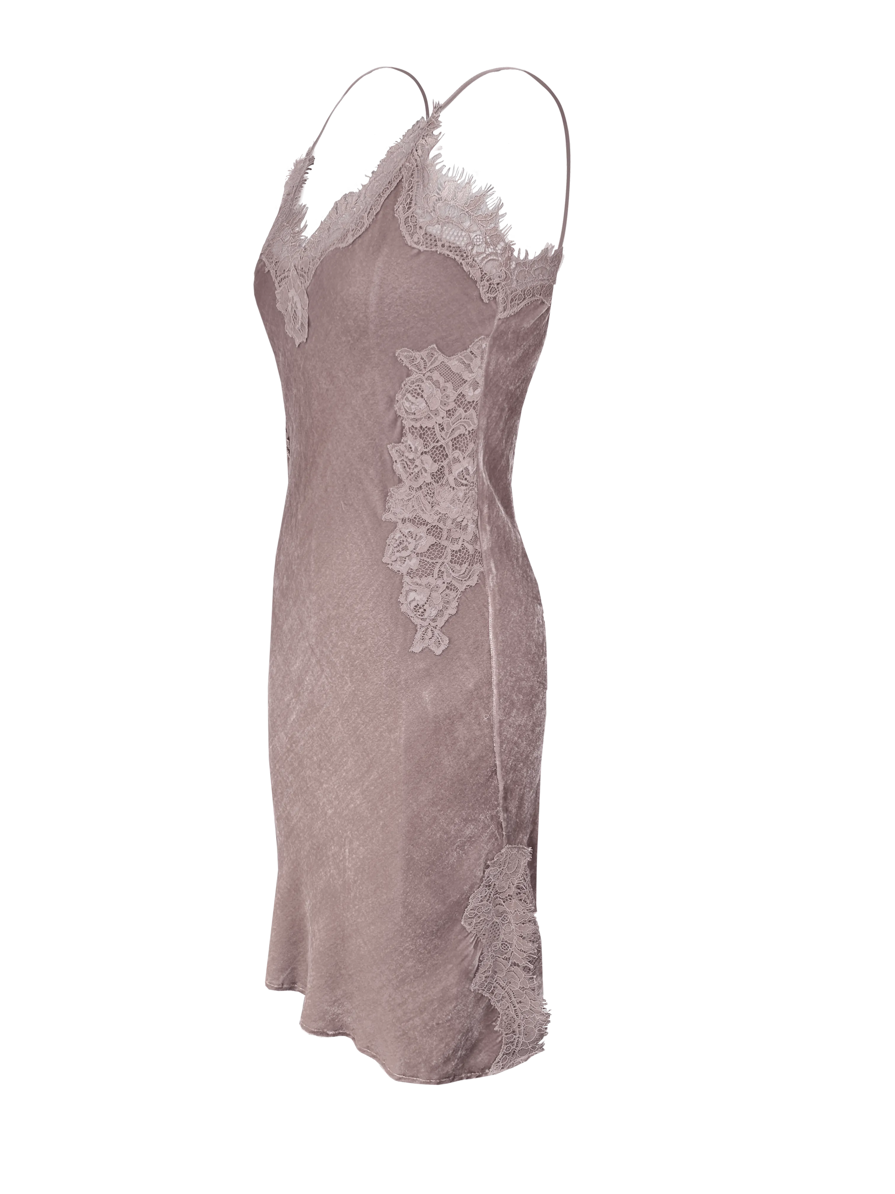 Velvet Brigitte Mid Length Bias Dress -  Nude Crystal