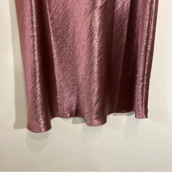 Victoria Secret Satin Midi Slip Skirt Side Buttons Size Large Rose Gold Shiny