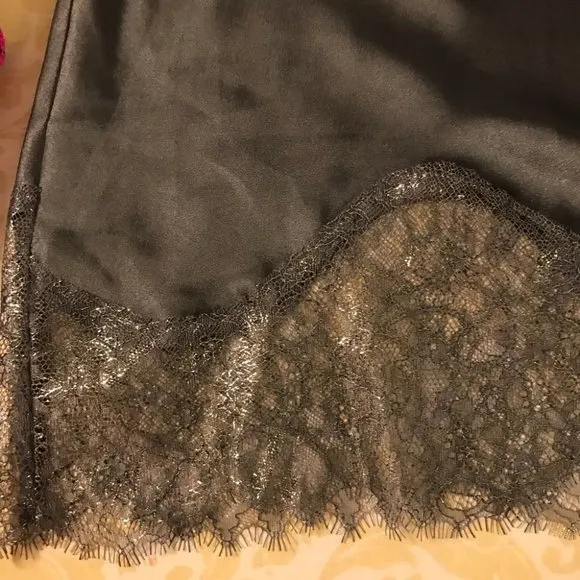 Victoria's Secret Lace Satin Slip Black Pearl XS