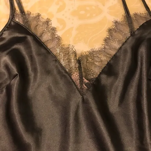 Victoria's Secret Lace Satin Slip Black Pearl XS
