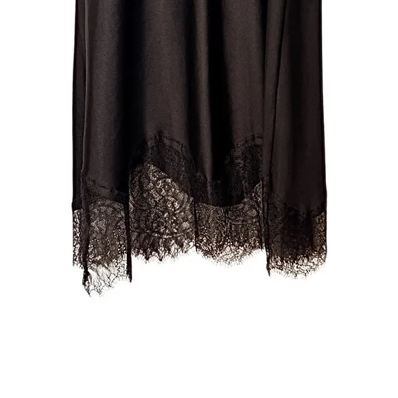 Victoria’s Secret | Lace Trim Silk Black Slip Dress | Women’s Size XS
