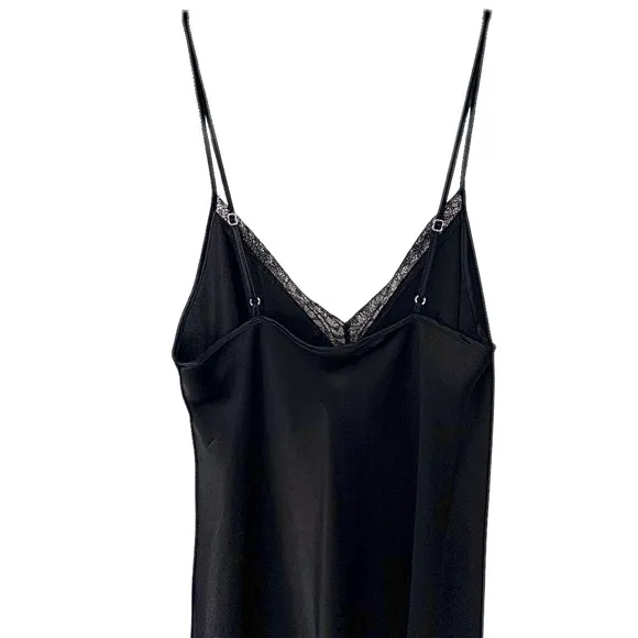 Victoria’s Secret | Lace Trim Silk Black Slip Dress | Women’s Size XS