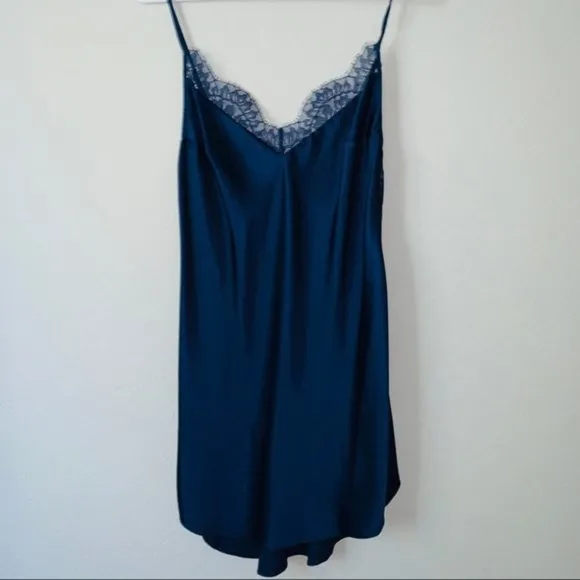 Victoria's Secret Very Sexy Lace Satin Blue Slip S