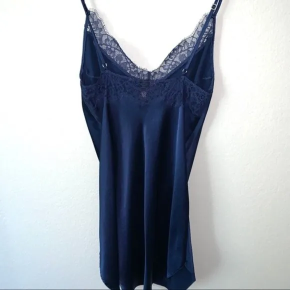 Victoria's Secret Very Sexy Lace Satin Blue Slip S