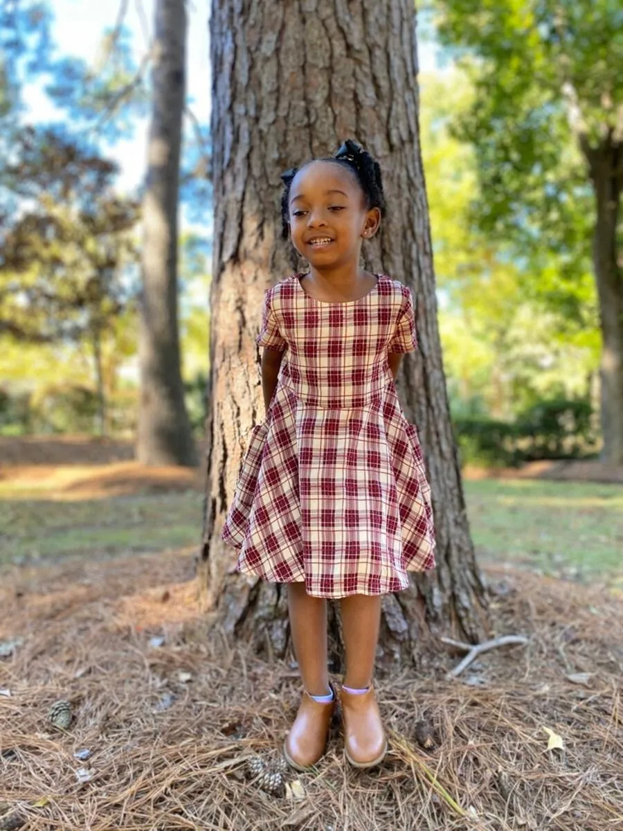 Vignette Debbie Dress - Burgundy Plaid