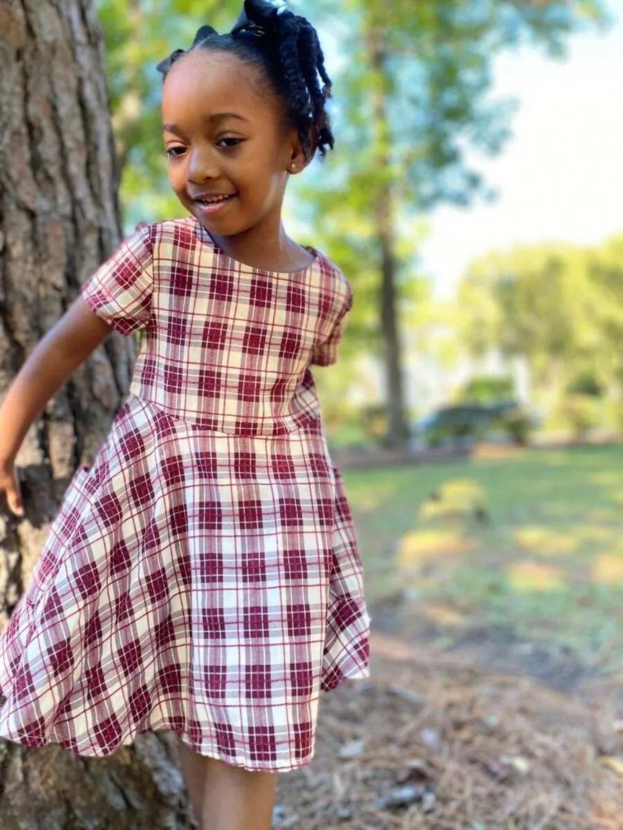 Vignette Debbie Dress - Burgundy Plaid