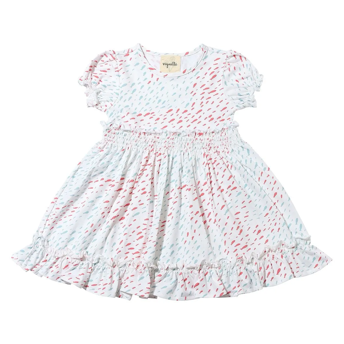 Vignette Keely Dress - Coral/Aqua Fish