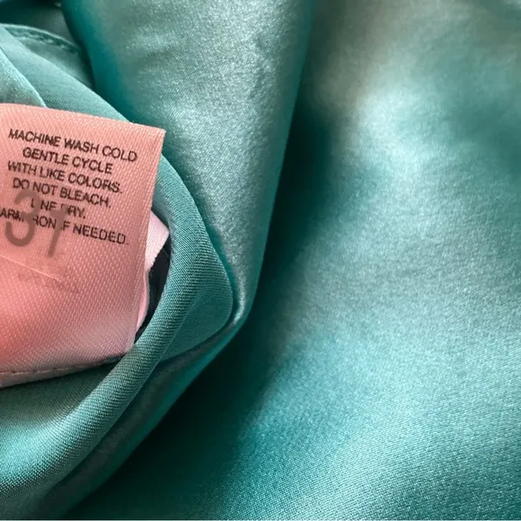 Vintage 100% silk teal slip dress strappy chemise Sz XS Victoria’s Secret