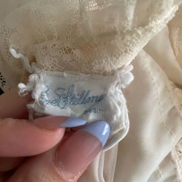 Vintage 60s Satin Slip Dress Lace Size Small