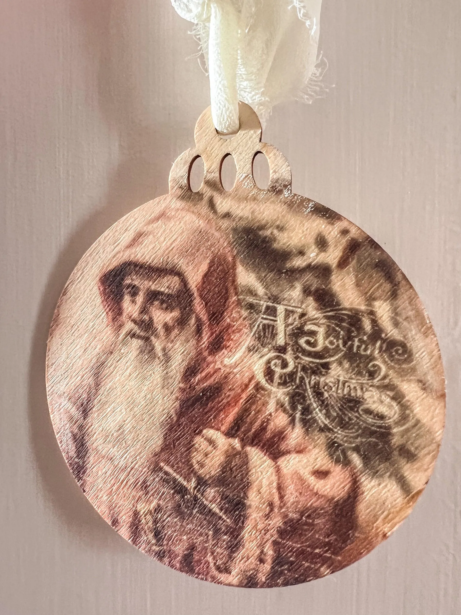 Vintage Holiday Wood Ornament