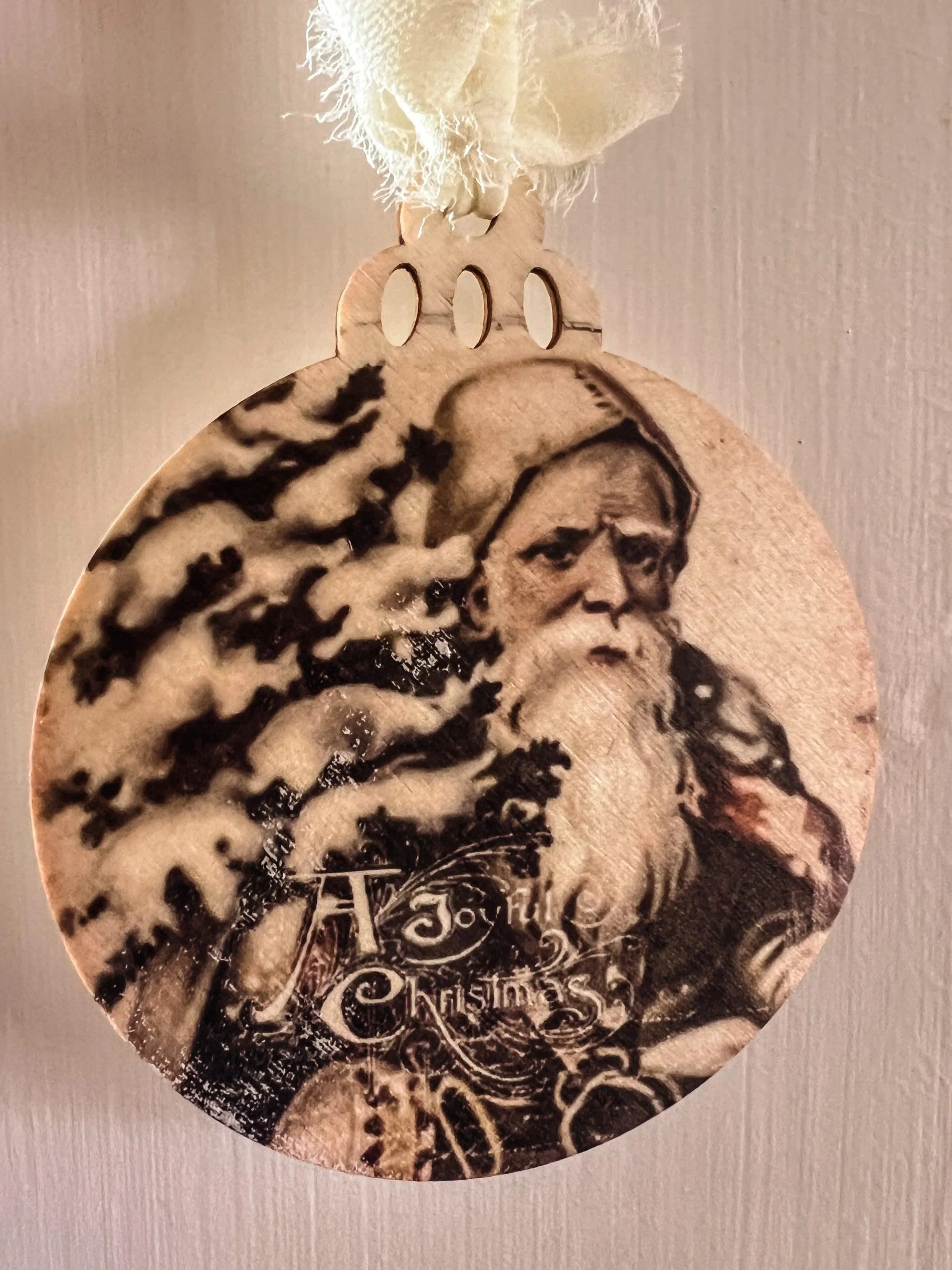 Vintage Holiday Wood Ornament