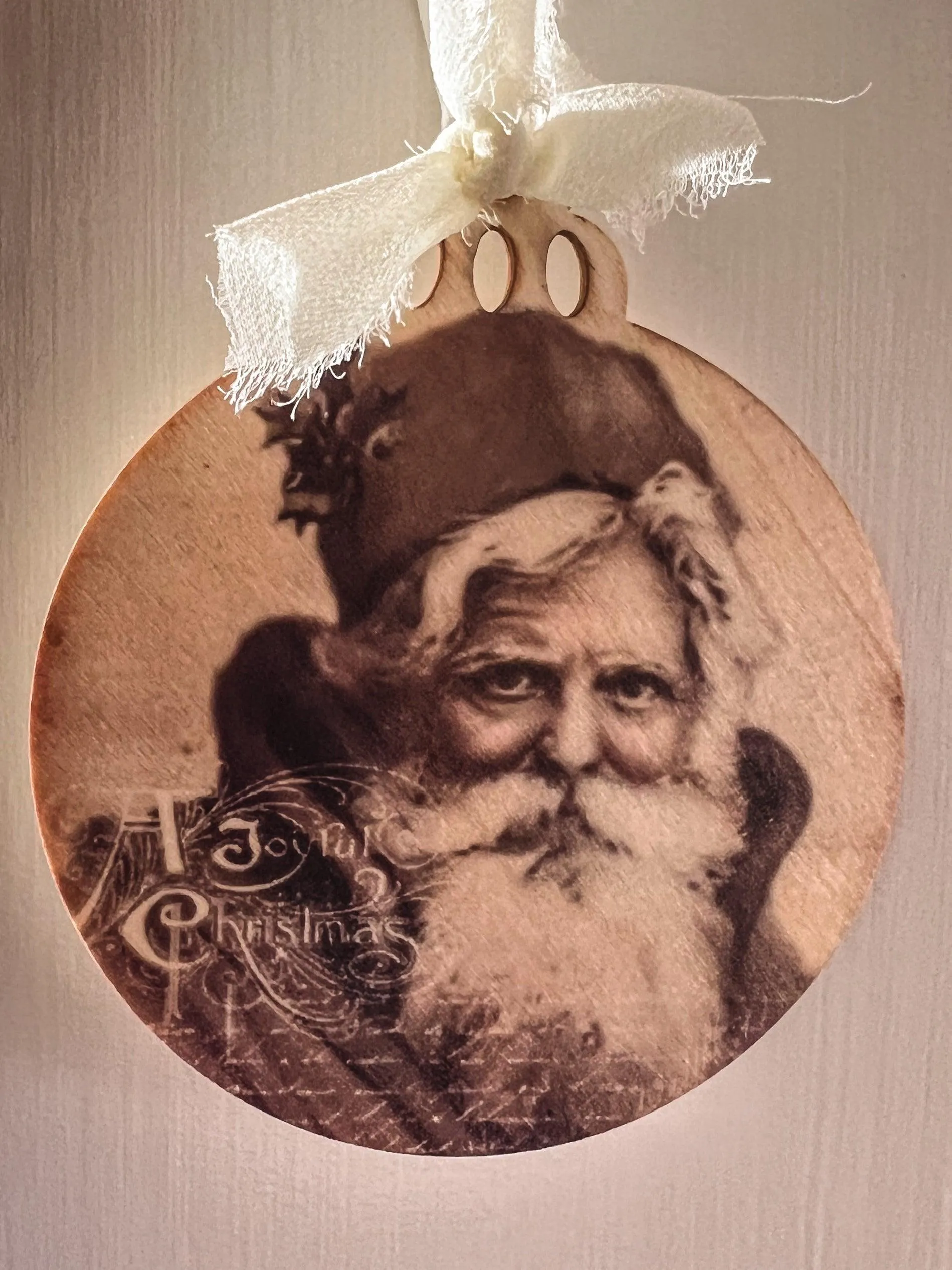 Vintage Holiday Wood Ornament
