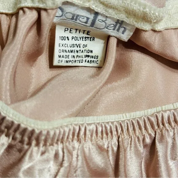 Vintage Satin Floral Lace Mini Slip Skirt Nude
