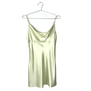 Vintage Victoria Secret Chartreuse Satin Slip Dress Size M