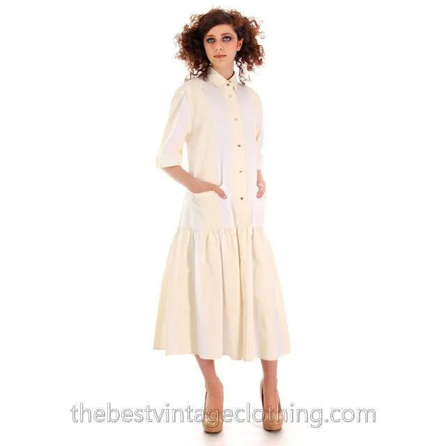 Vintage Vuokko Nurmesniemi Finland Cotton Striped Dress 1970s