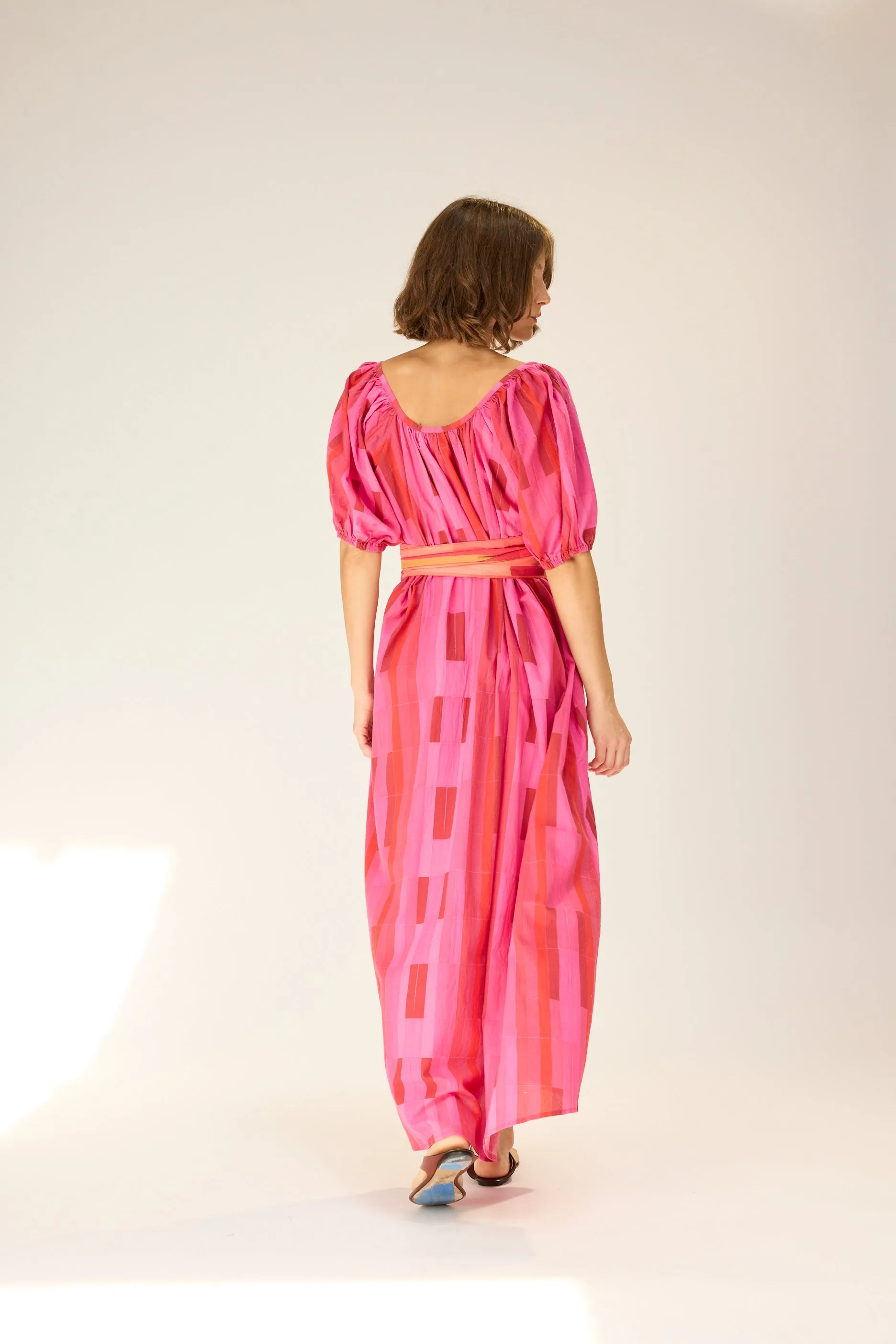 VIVI DRESS WITH CONTRASTING SASH