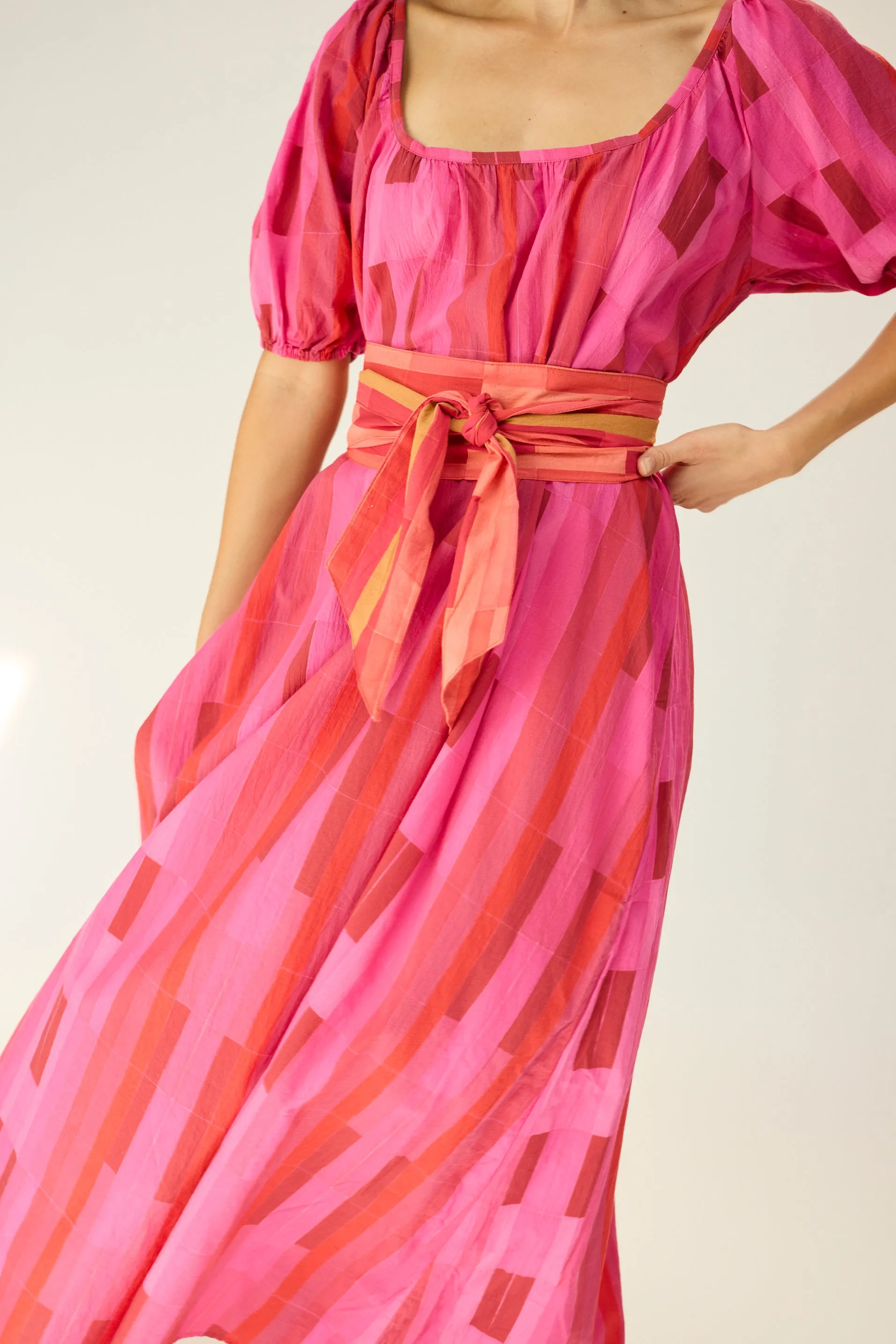 VIVI DRESS WITH CONTRASTING SASH