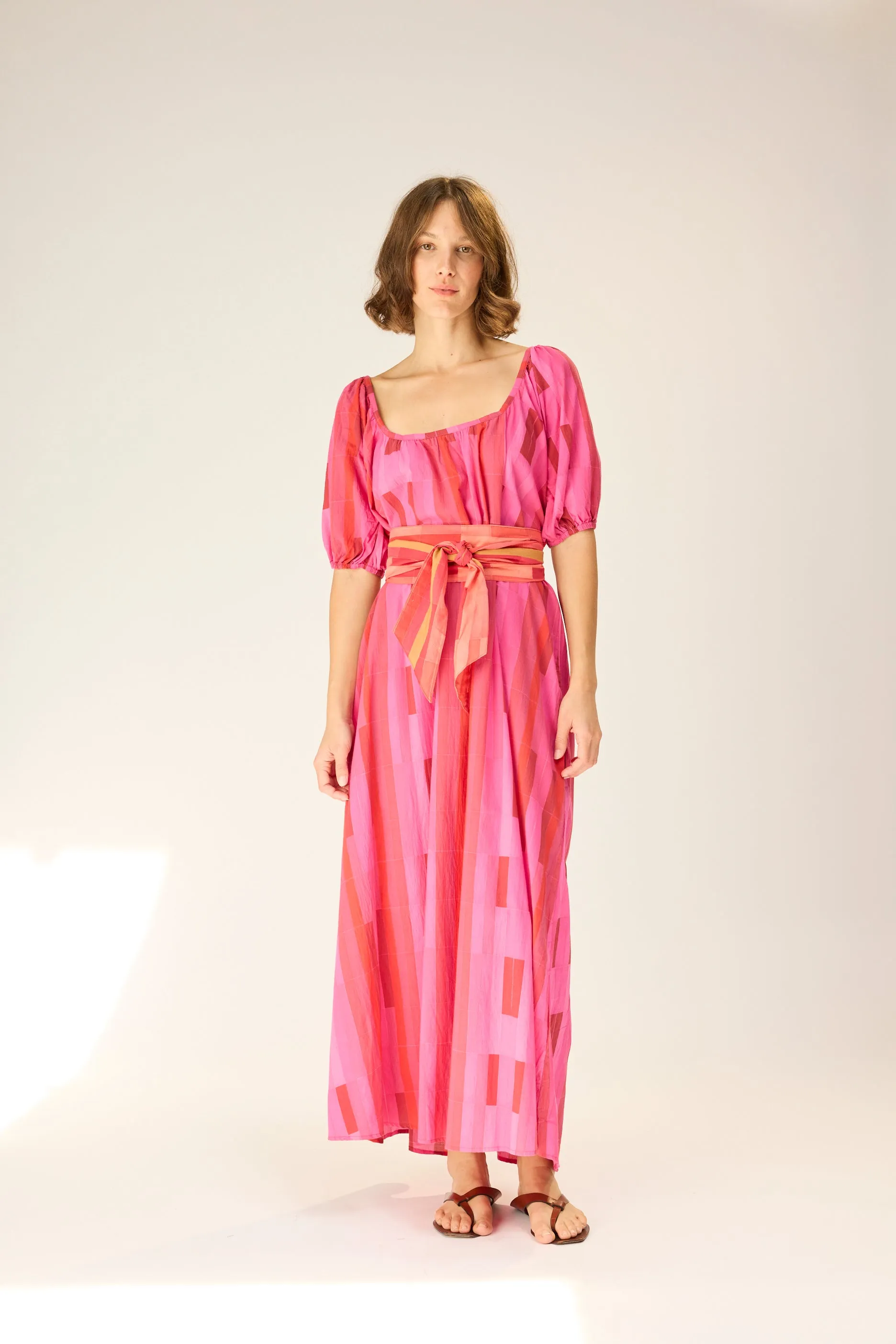 VIVI DRESS WITH CONTRASTING SASH
