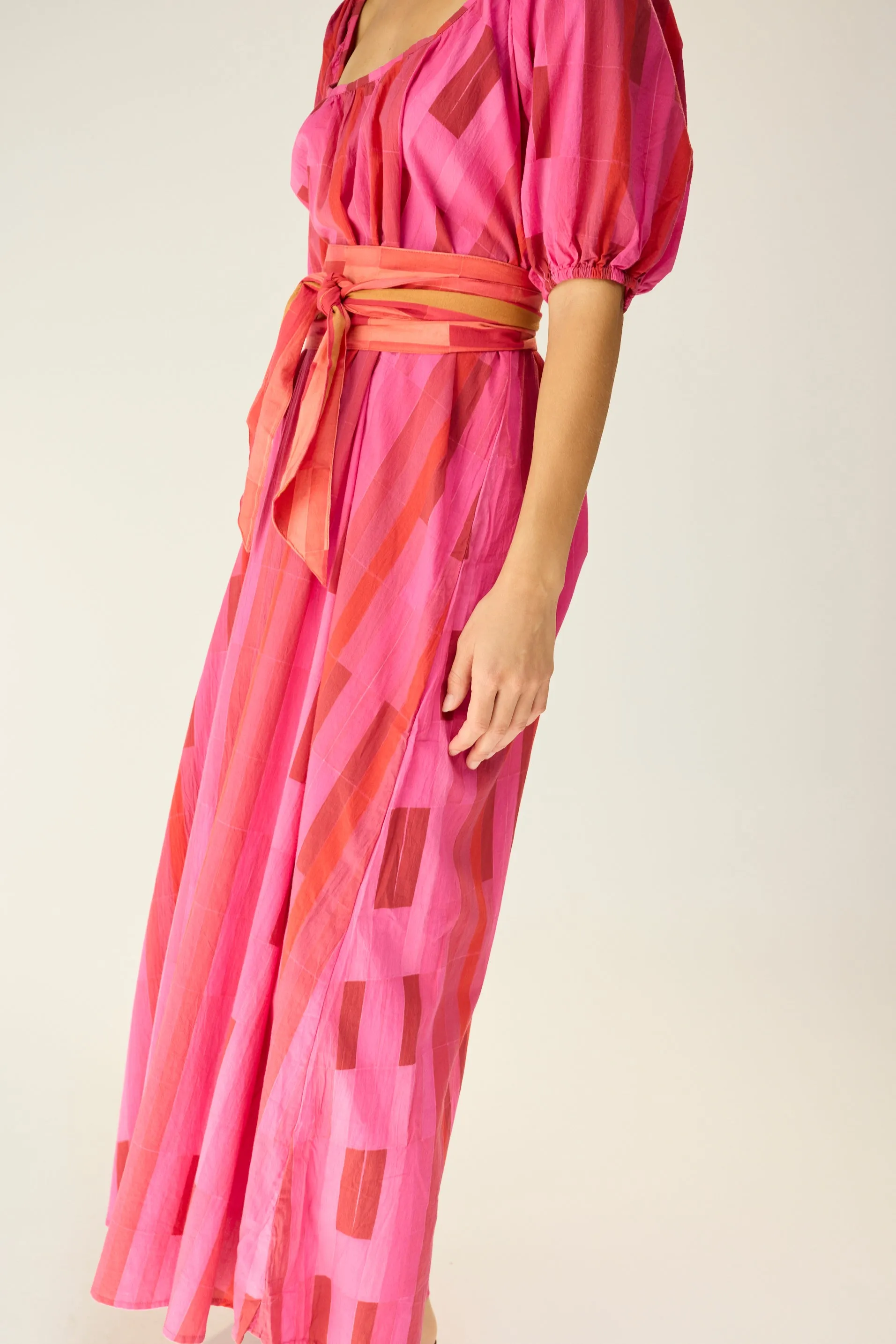 VIVI DRESS WITH CONTRASTING SASH
