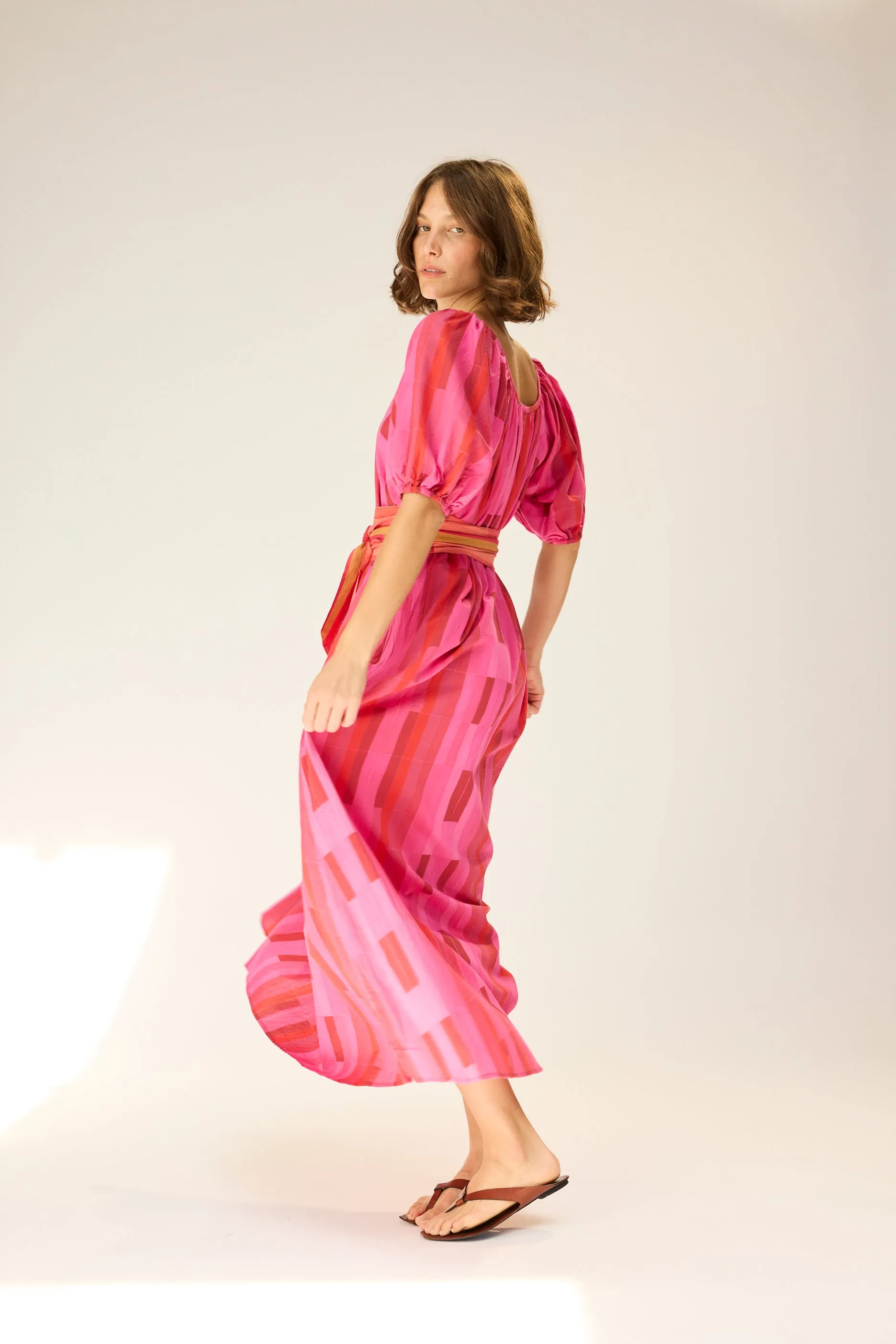 VIVI DRESS WITH CONTRASTING SASH