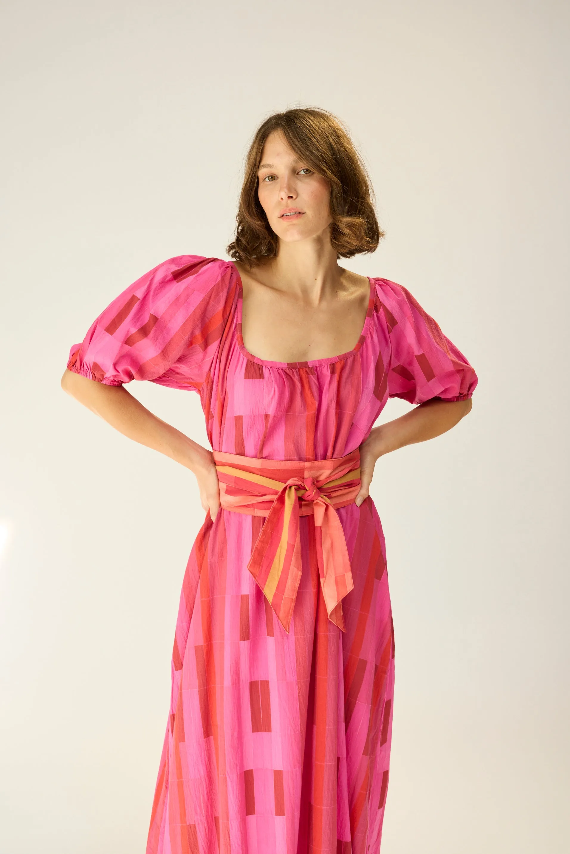 VIVI DRESS WITH CONTRASTING SASH