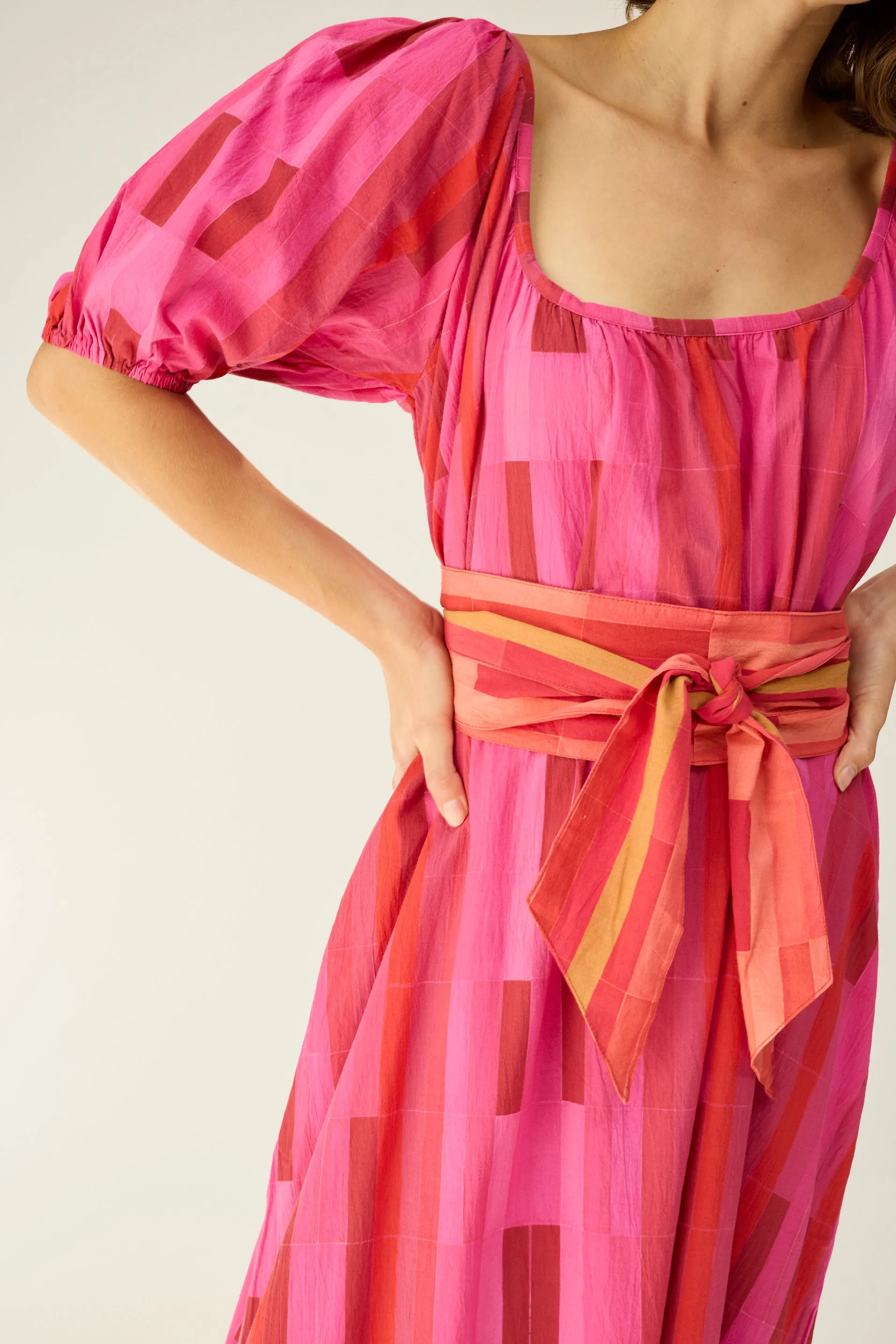 VIVI DRESS WITH CONTRASTING SASH