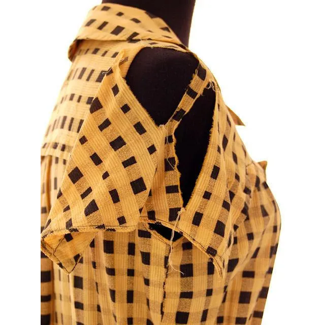 VTG 1930s Dress Yellow & Black Plaid  Costume or Redesign Depression Janalene