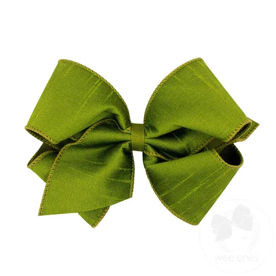 Wee Ones King Size Jewel-toned Dupioni Silk and Grosgrain Overlay Bow