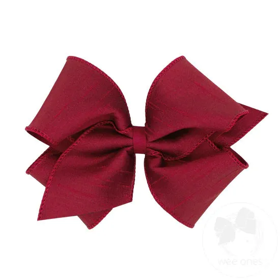 Wee Ones King Size Jewel-toned Dupioni Silk and Grosgrain Overlay Bow