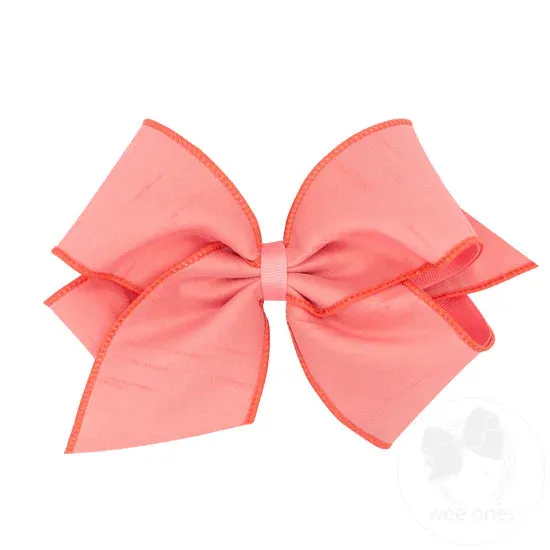 Wee Ones King Size Jewel-toned Dupioni Silk and Grosgrain Overlay Bow