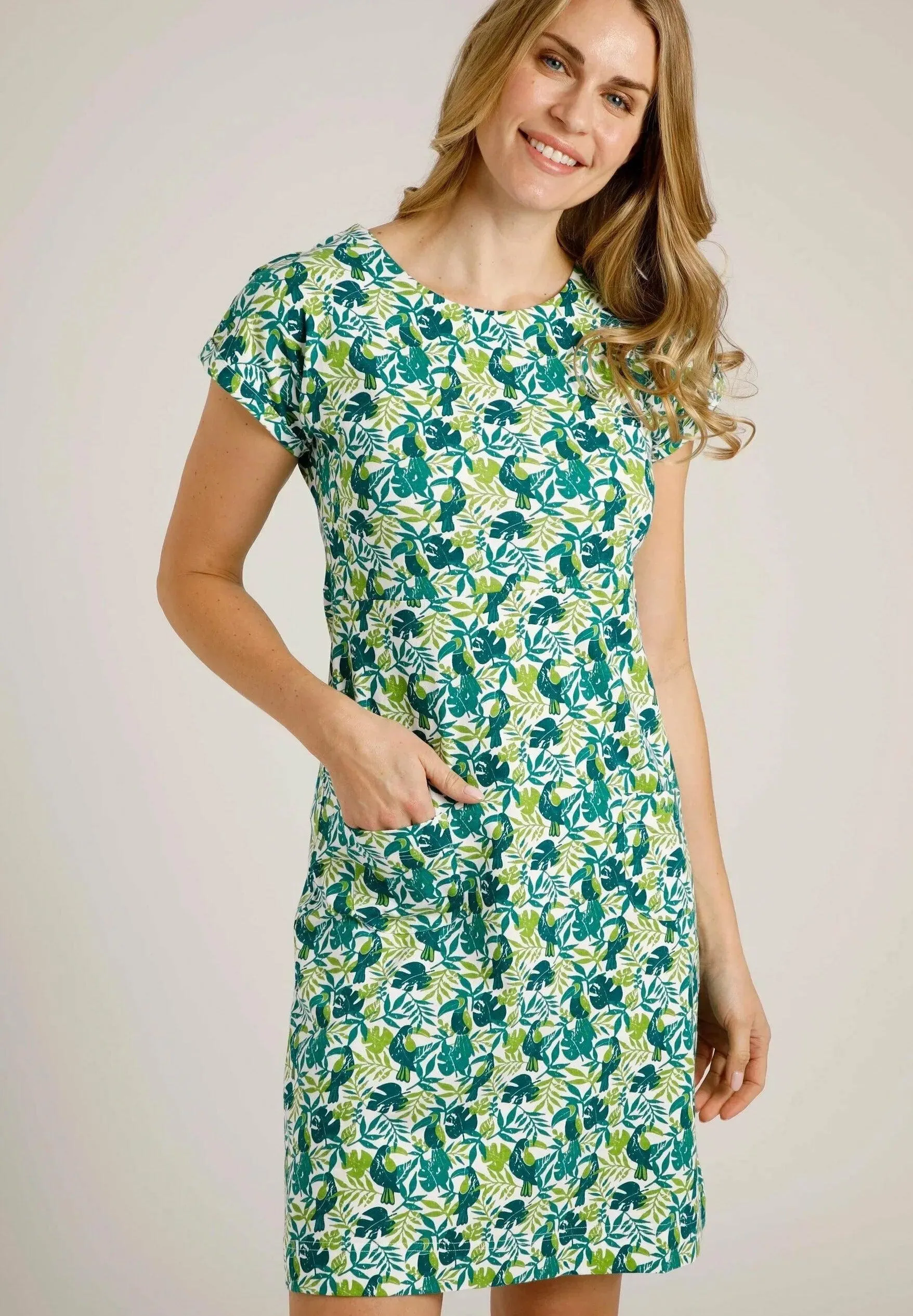 Weird Fish Tallahassee Organic Jersey Dress Kiwi