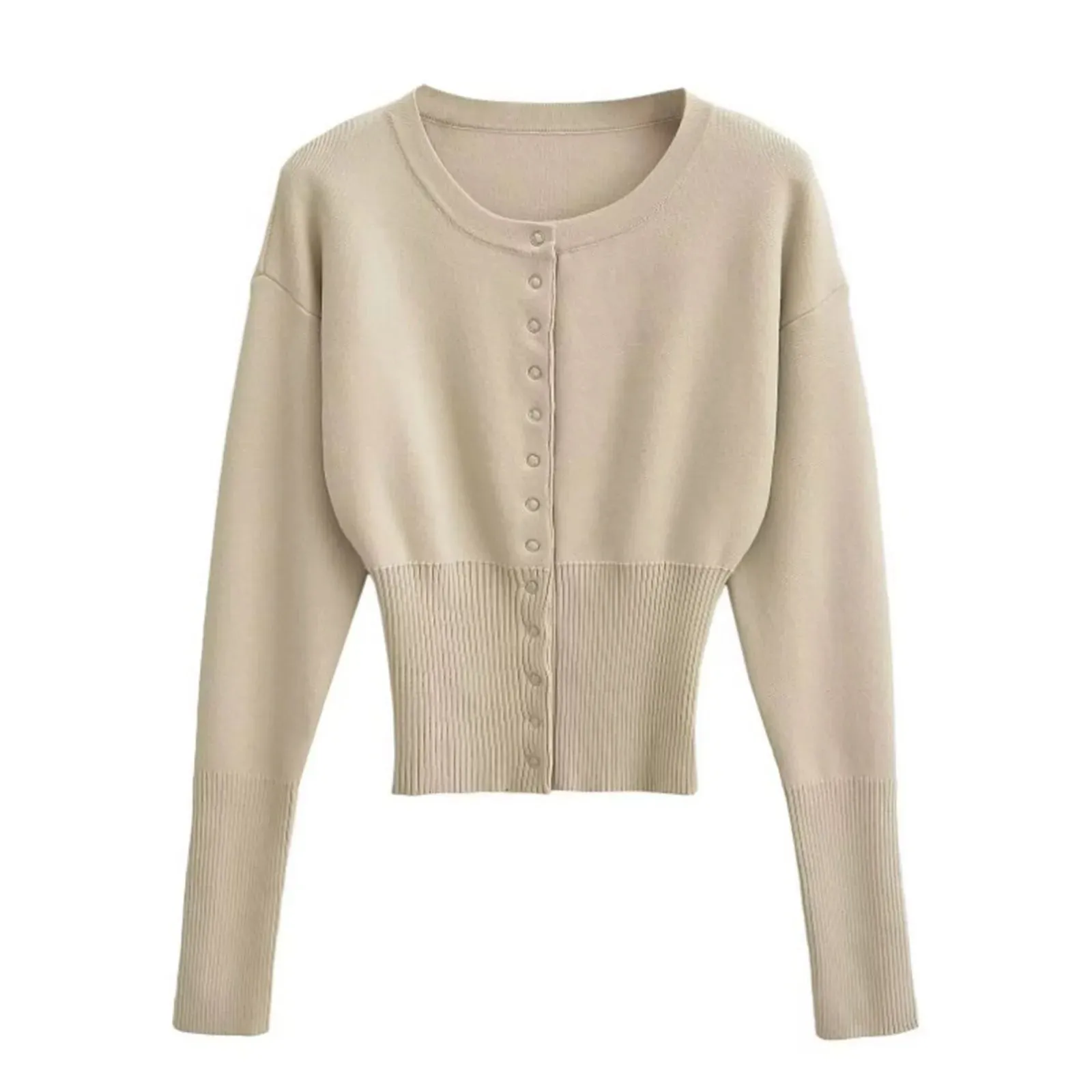 Womens Cardigan Chunky Hot Girl Design Concealed Button Round Neck Knitted Cardigan Temperament Sweaters for Women 4x