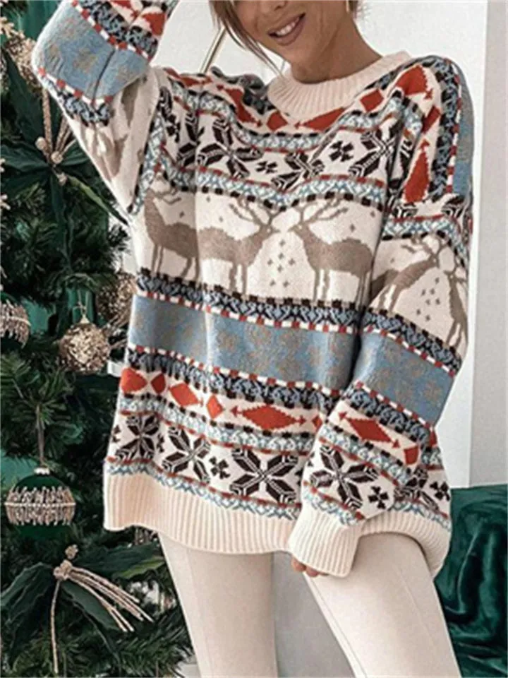 Women's Cute Round Neck Long Sleeve Chirstmas Sweaters