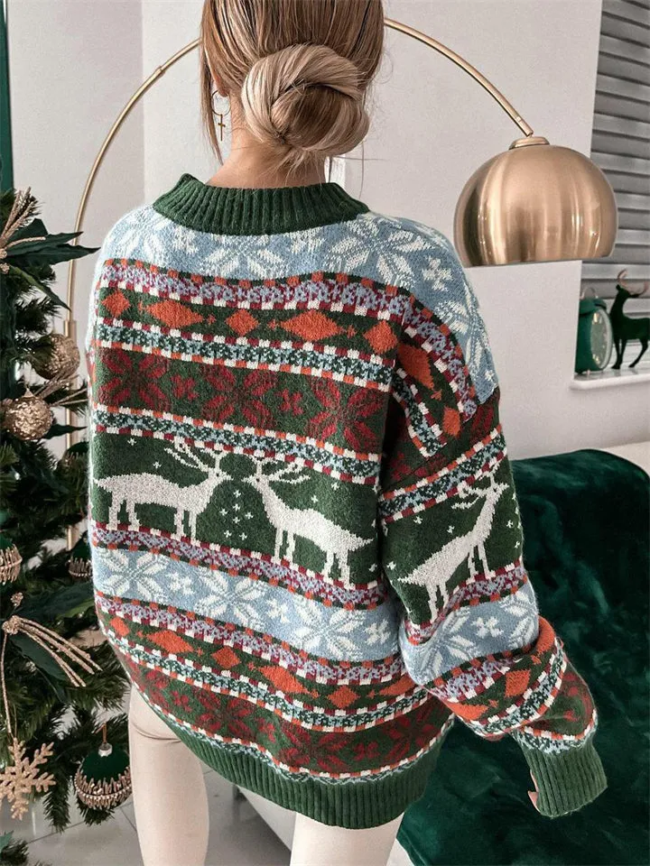 Women's Cute Round Neck Long Sleeve Chirstmas Sweaters