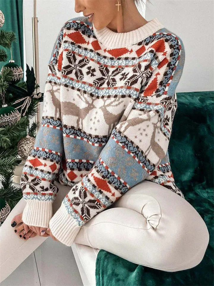 Women's Cute Round Neck Long Sleeve Chirstmas Sweaters