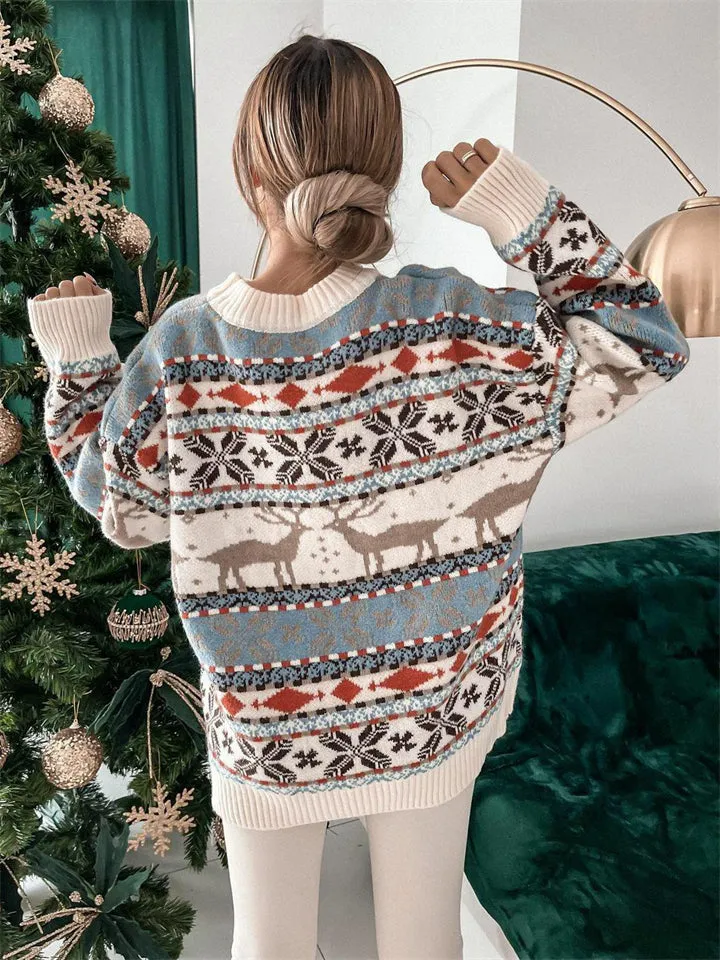 Women's Cute Round Neck Long Sleeve Chirstmas Sweaters