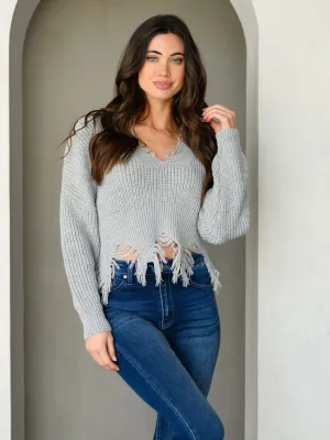WOMEN'S LONG SLEEVE V-NECK PULLOVER SWEATER