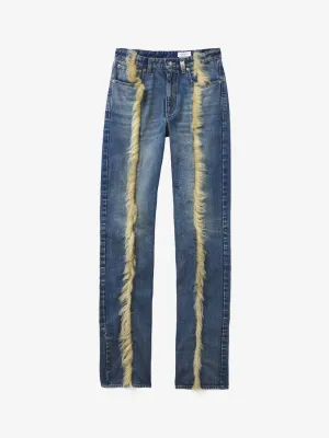 Women's Shearling Trim Jeans In Indigo