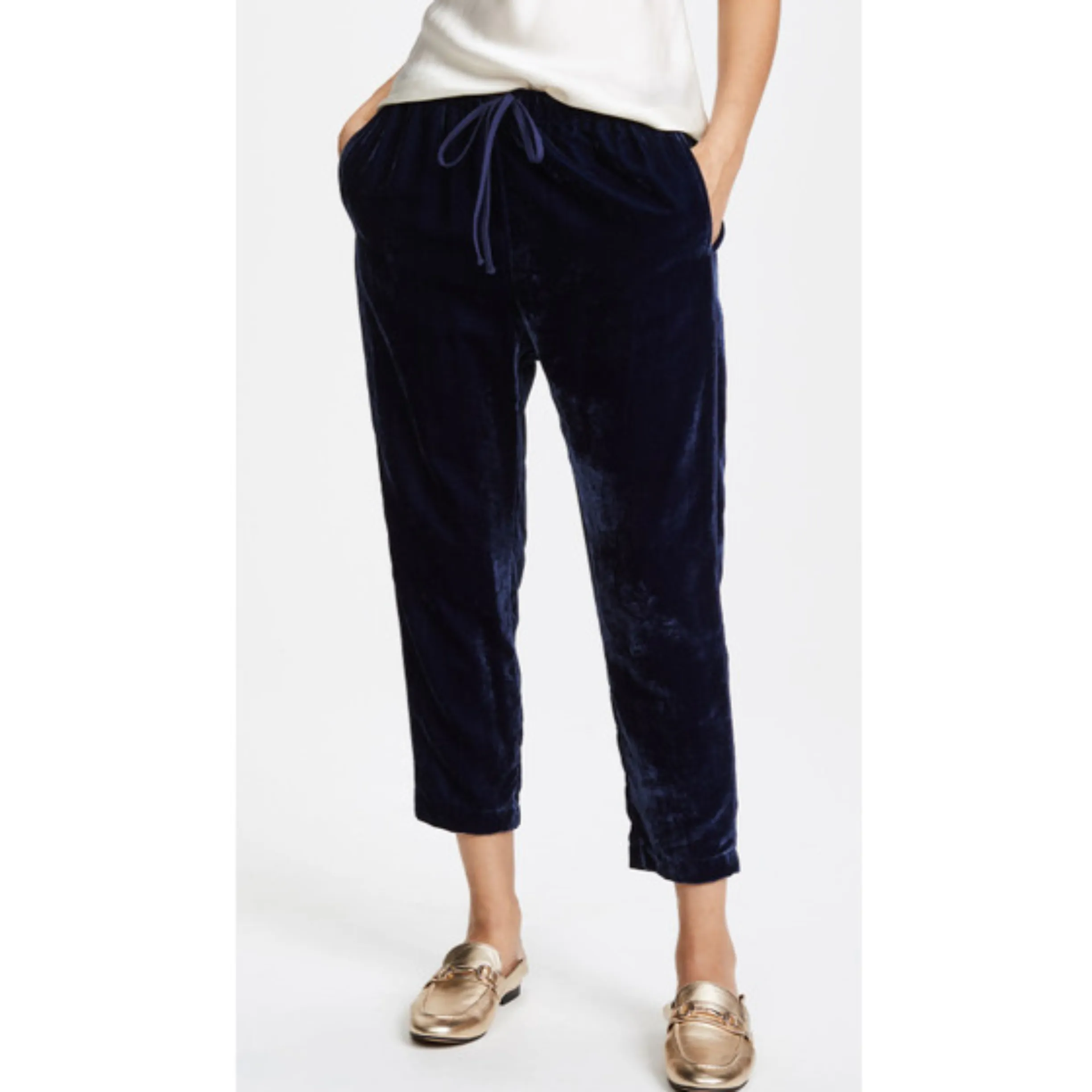 XIRENA Blue Dash Velvet Pants NWT