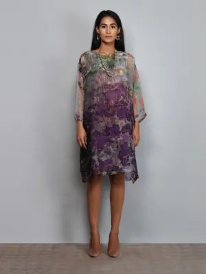 Yavi   I   Printed Organza Silk Dress With Printed Cotton Slip