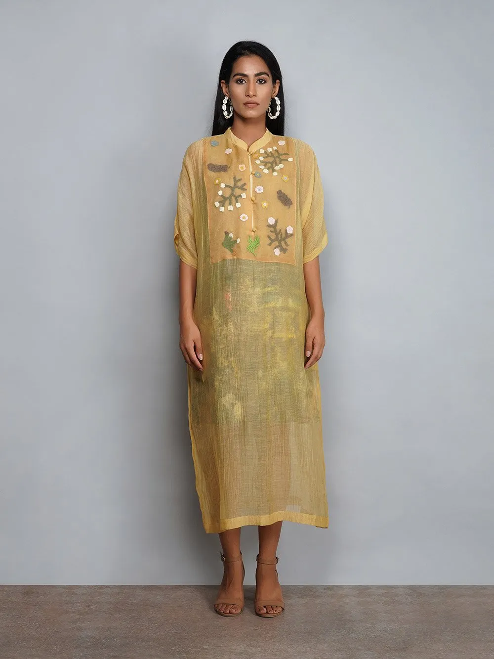 Yavi   I   Solid Chanderi Dress With Slip