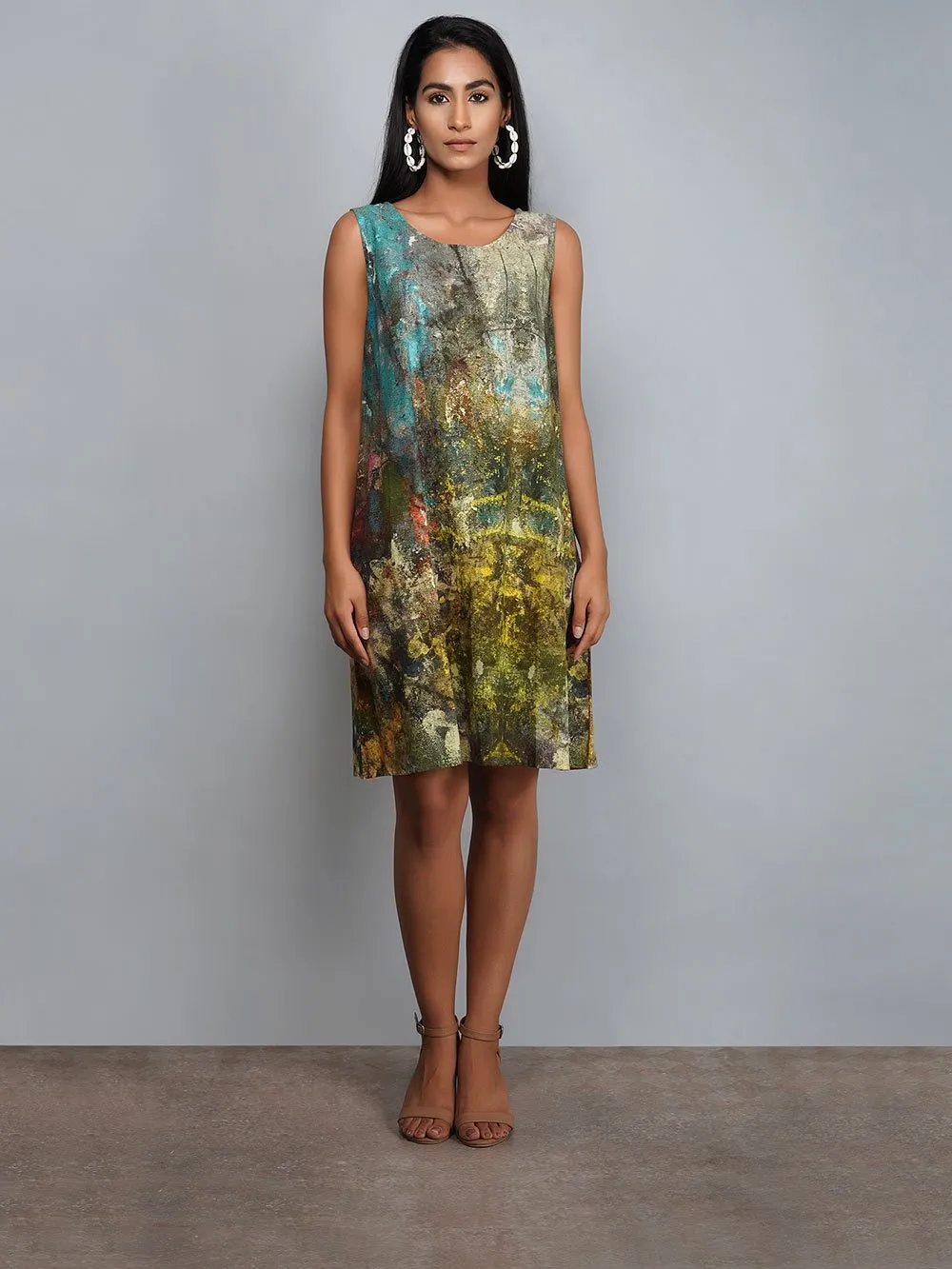 Yavi   I   Solid Chanderi Dress With Slip